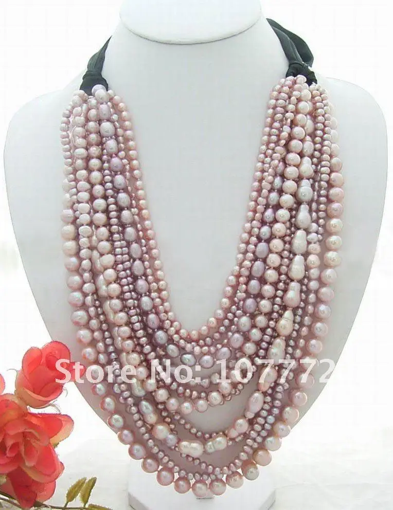 

Stunning! 14 strands Purple Pearl Necklace