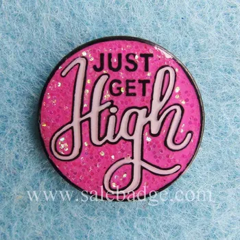 

Custom Glitter Enamel Pins Word Logo Badge Shiny background and letters