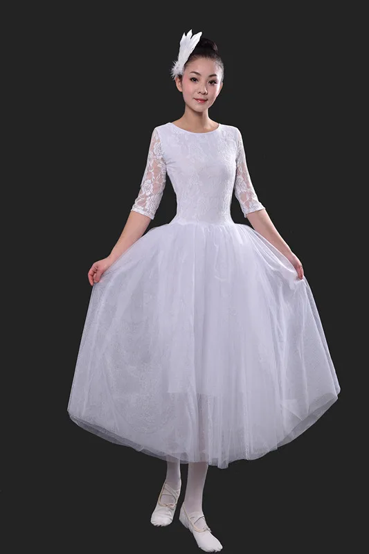 Романтическое женское балетное платье, цельное кружевное платье с коротким рукавом, длинное Тюлевое гимнастическое платье, одежда для балета для женщин