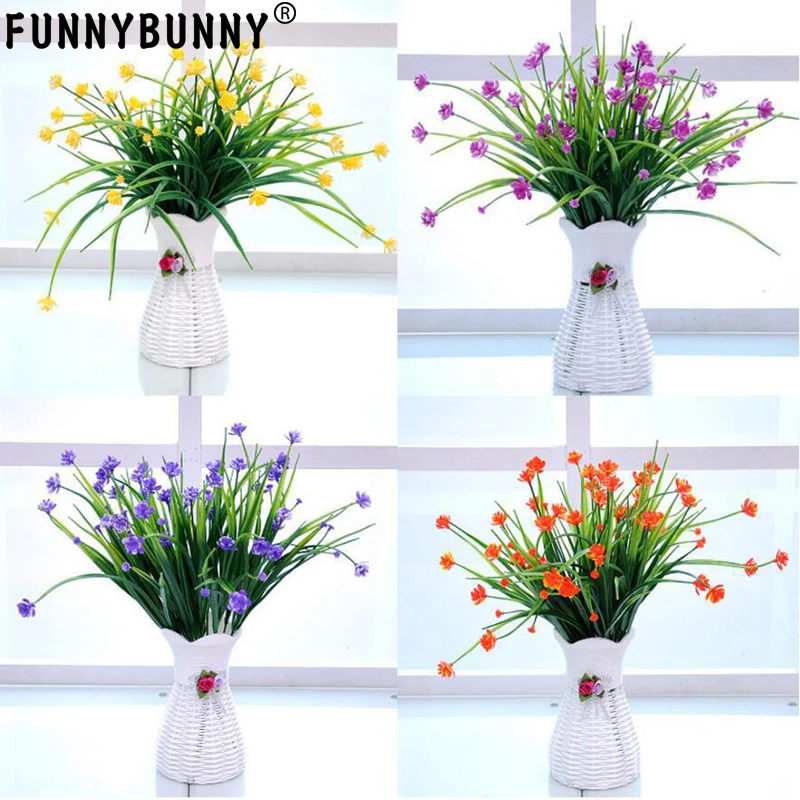 

FUNNYBUNNY Artificial Flowers UV Resistant Fake Plant Windowbox Faux Greenery Shrubs Simulation Plastic DIY Wedding Decor