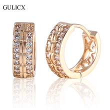 Gulicx роскошный разноцветный светло-желтый цвет белые кристаллы кубического циркония женские обручи Huggie ювелирные изделия, серьги E151c