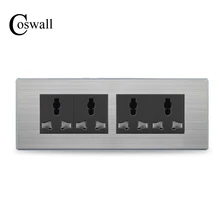 COSWALL Роскошный 12 отверстие универсальная штепсельная розетка 4 способ настенный из магазина производителя, из нержавеющей стали Панель 197*72 мм