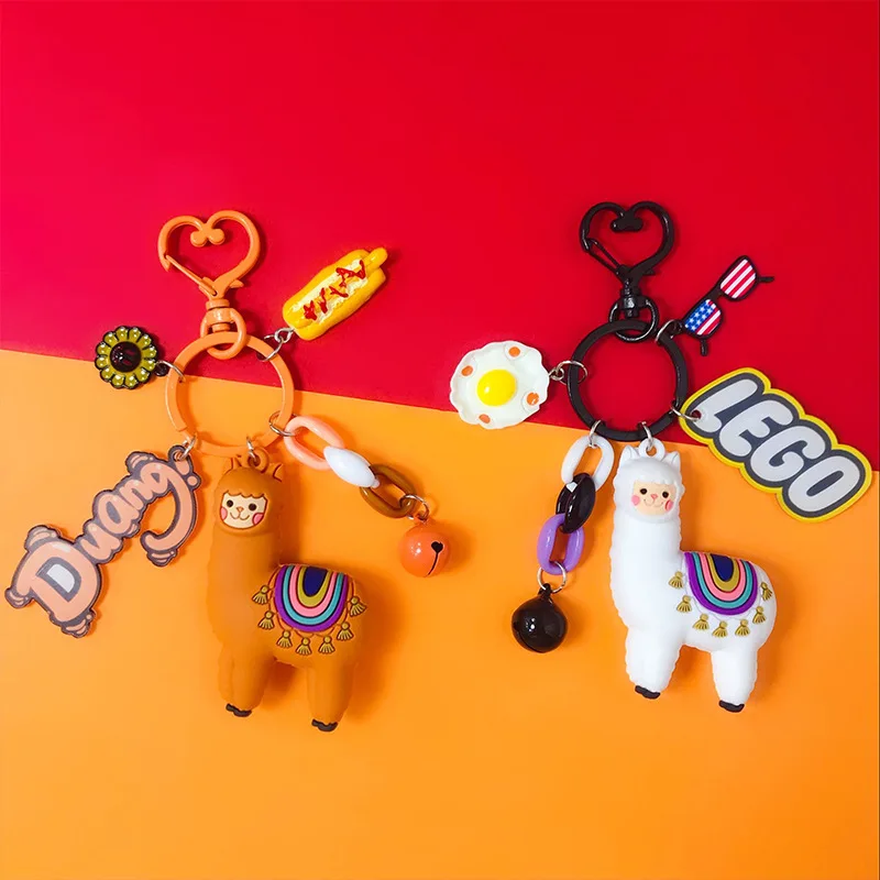 

Cute Cartoon Alpaca Doll Keychain DIY Keyrings for Women Girl Bag Backpack Charms Decoration Car Pendant Accessories Jewelry