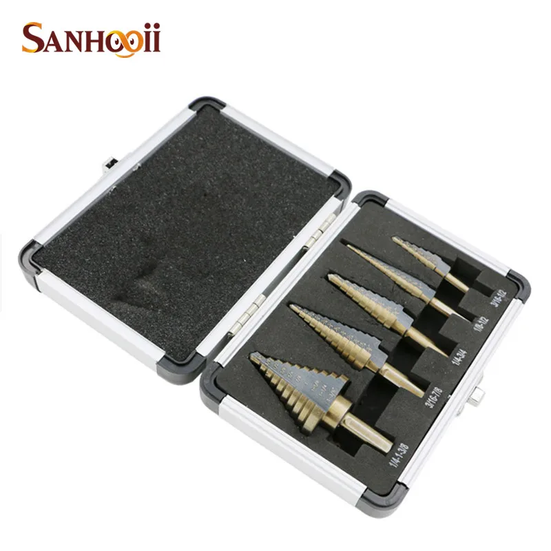 

SanhooII Super High Quality 5in1 Core Drill Bit Set HSS 50Size Step Metalworking Tools Set