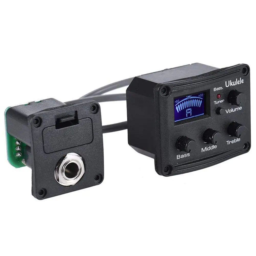 

Ukelele Uke Piezo Pickup Preamp 3-Band EQ Equalizer Tuner System with LCD Display-MUSIC