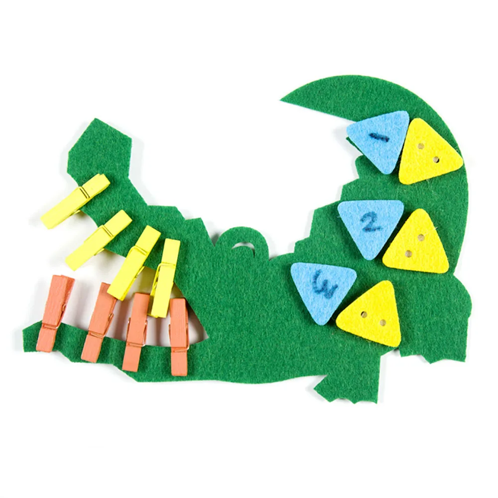 Сделай Сам деревянный зажим для раннего образования Математика не загрязнения Монтессори обучающие игрушки для пальцев нетканый детский сад учебное помощь - Цвет: crocodile