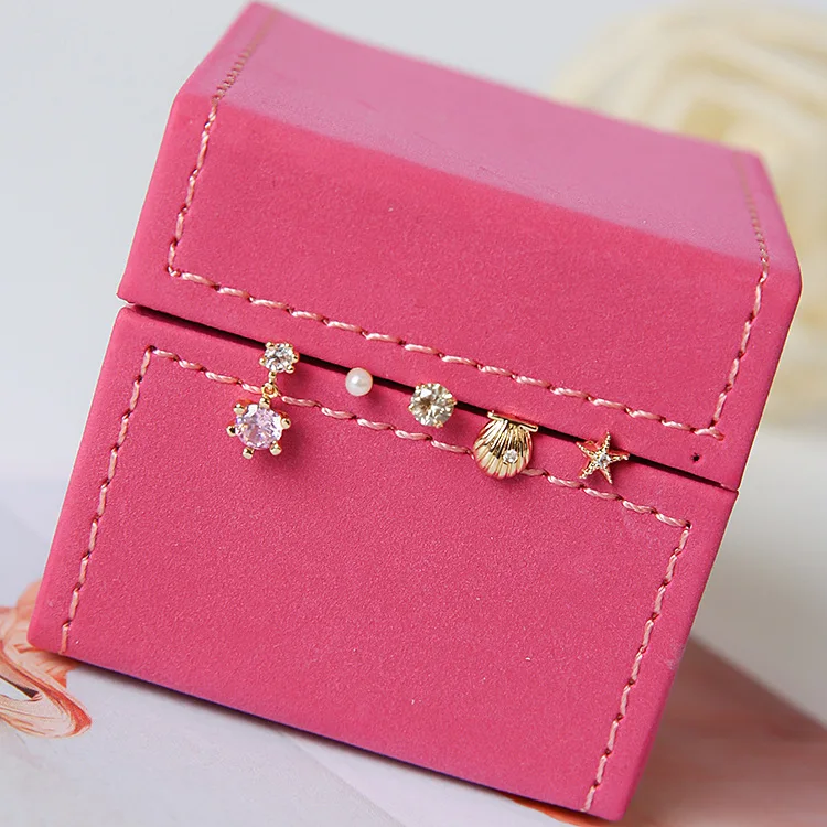 

Korean Style Cute Ocean Gold-color Shell Shape Starfish Stud Earrings Mini Gift Earrings a Set