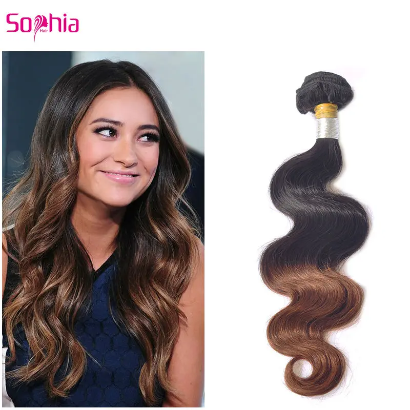 

7A Virgin Peruvian Hair Body Wavy Ombre Hair Extensions Length 12"~24" Tangle Free Ombre Peruvian Human Hair 1 Piece No Shedding