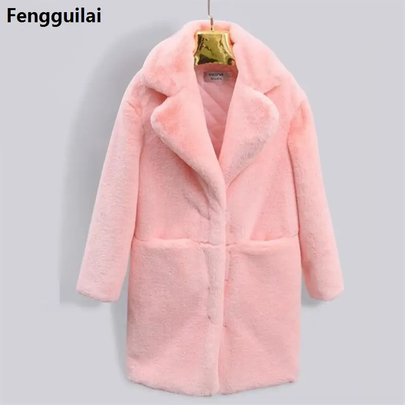 2018 Women Winter Faux Fur Coat Thicken Warm Female Artificial Fur Coats And Jackets Solid Color Coat Of Faux Fur Warm coat