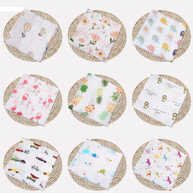 

2018 Muslin Cotton Blanket & Swaddling Baby Blanket Cotton Fruit Rose Print Multi-use Newborn Swaddle Muslin
