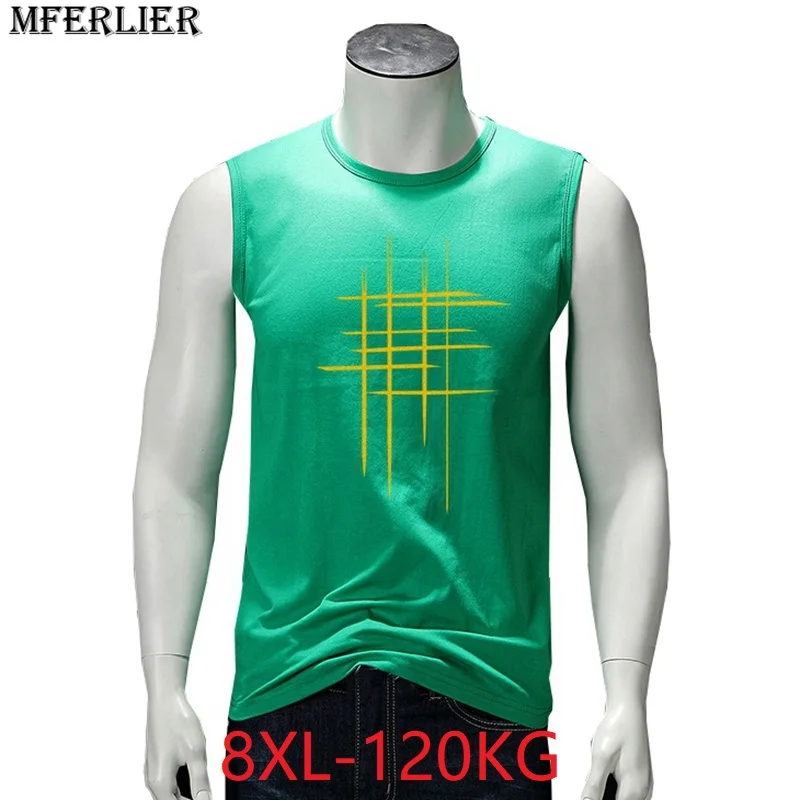 MFERLIER Men plus size 5XL 6XL tank tops 8XL 7XL Creativity geometry