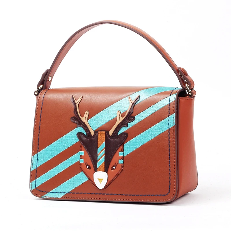 

SJ Genuine Leather Women Bags Handbags Totes Shoulder Bags Female Messenger Bag Braccialini Brand Style HandicraftArt Lucky Deer