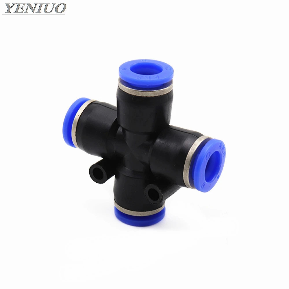 PZA" 4 Way Cross Shape Equal Pneumatic 4mm to 12mm OD Hose Tube Push In 4-Port Air Splitter Gas Connector Quick Fitting