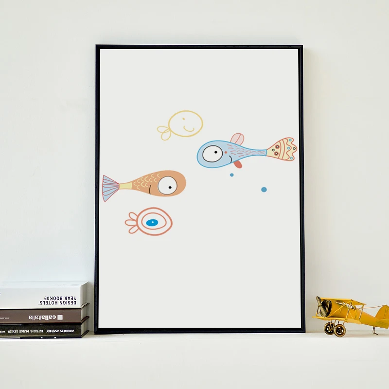 Elegante-Poesia-Moderna-Nordic-Gato-e-Peixes-Dos-Desenhos-Animados-Impress-o-Da-Arte-da-Pintura