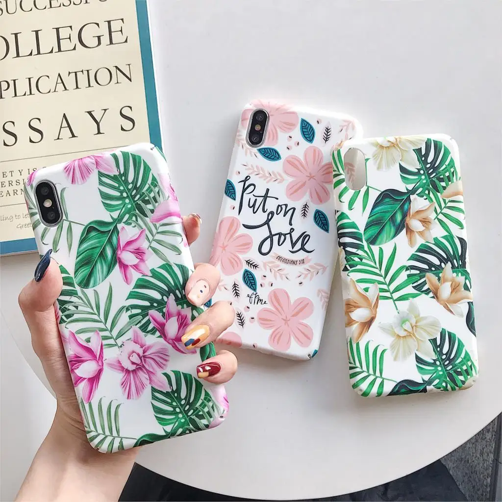 Luminous Case For iPhone 8 7 XR X XS Leaves Plus 6 6s 5 5S SEXS MAX Capinhas Fundas Capa |