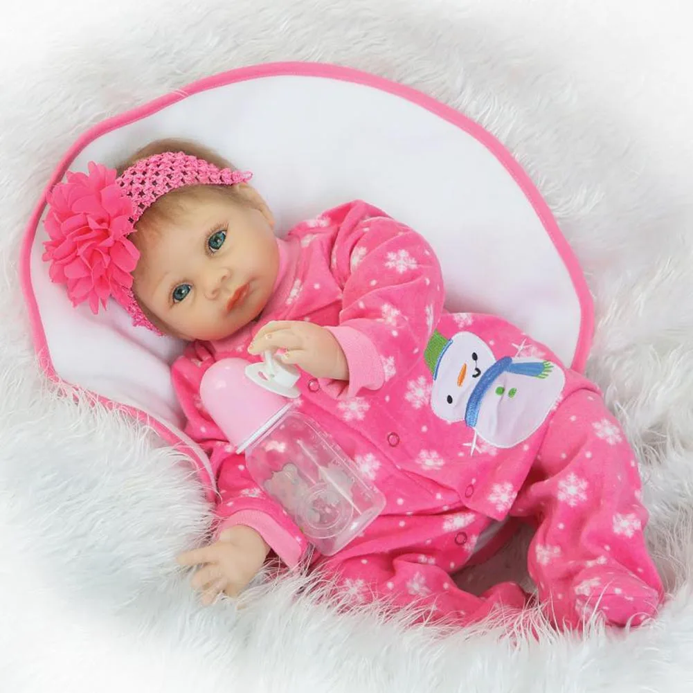 

NPK 55cm Silicone Reborn Doll Set Lifelike Baby Newborn Dolls With Clothes for Kids Playmate BM88