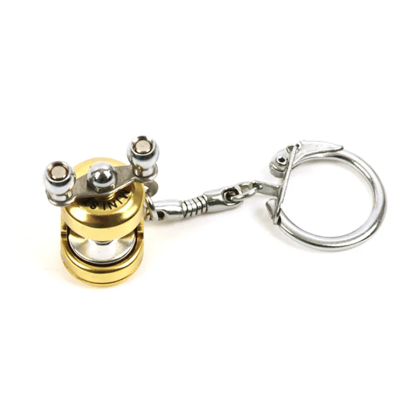 

Fish Wheel Keychain Gold Color Fly Fisherman Spinning Fishing Reel Charactor Miniature Key Chain With Key Ring