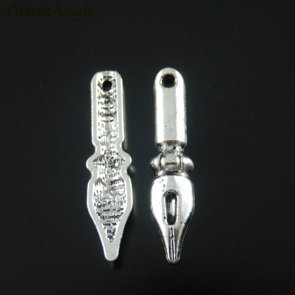 

GraceAngie 10pcs Hot Vintage Silver Color Lovely Literature Supplies Pen Nib Shape Alloy Pendant Charms Accessory Wholesale