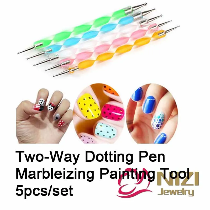 

Two-Way Dotting Pen 5pcs/set 5 Colors Professional Dotting Marbleizing Painting Pen Tool Nail Art Dotting Tool Nail Care