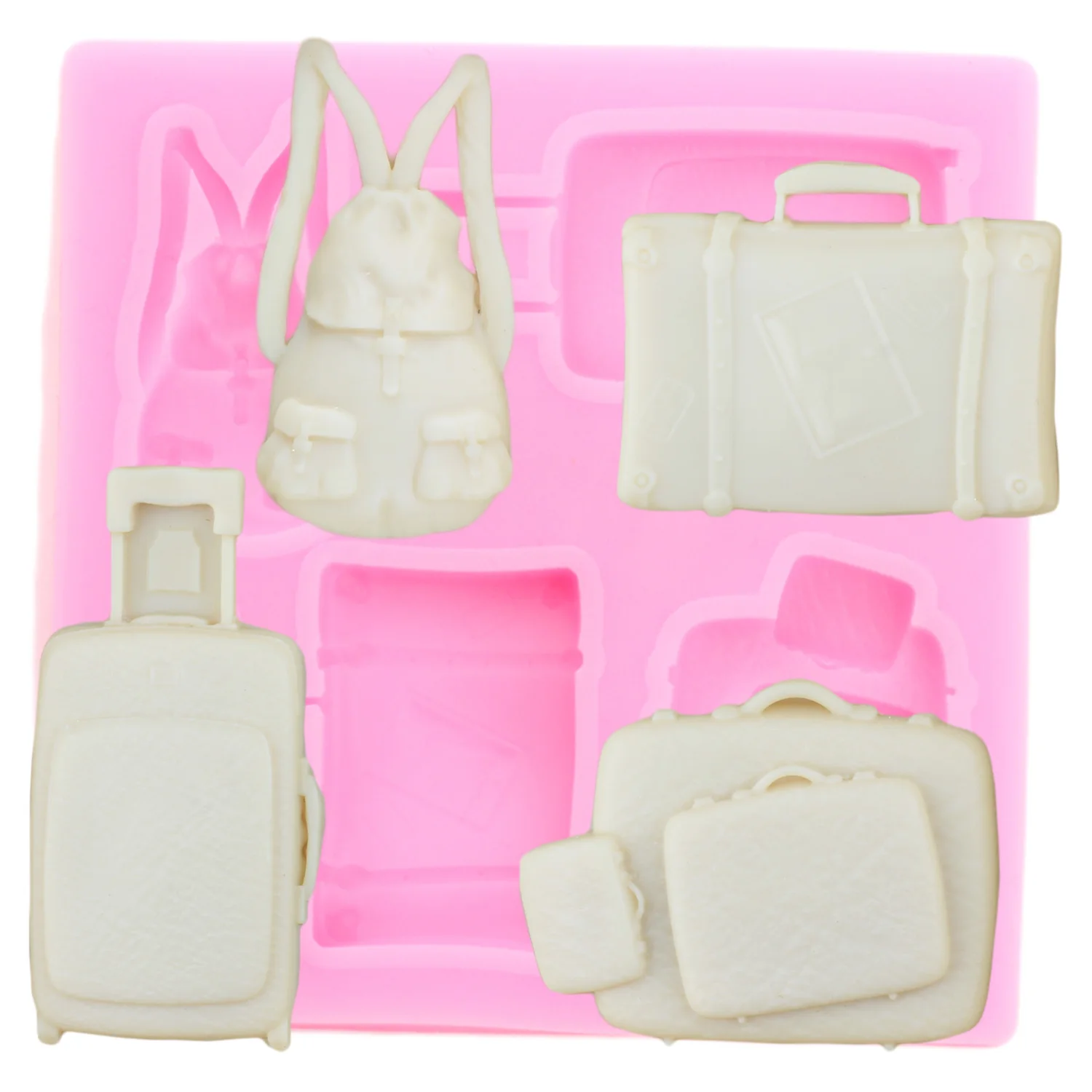 

3D Bag Luggage Trolley Case Silicone Mold Cupcake Topper Fondant Chocolate Baking Cake Decorating Tools Polymer Clay Moulds