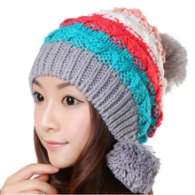 BomHCS милый зимний теплый шерстяной ушной Муфты Вязаная шапка женская вязаная шапка крючком лыжные шапочки