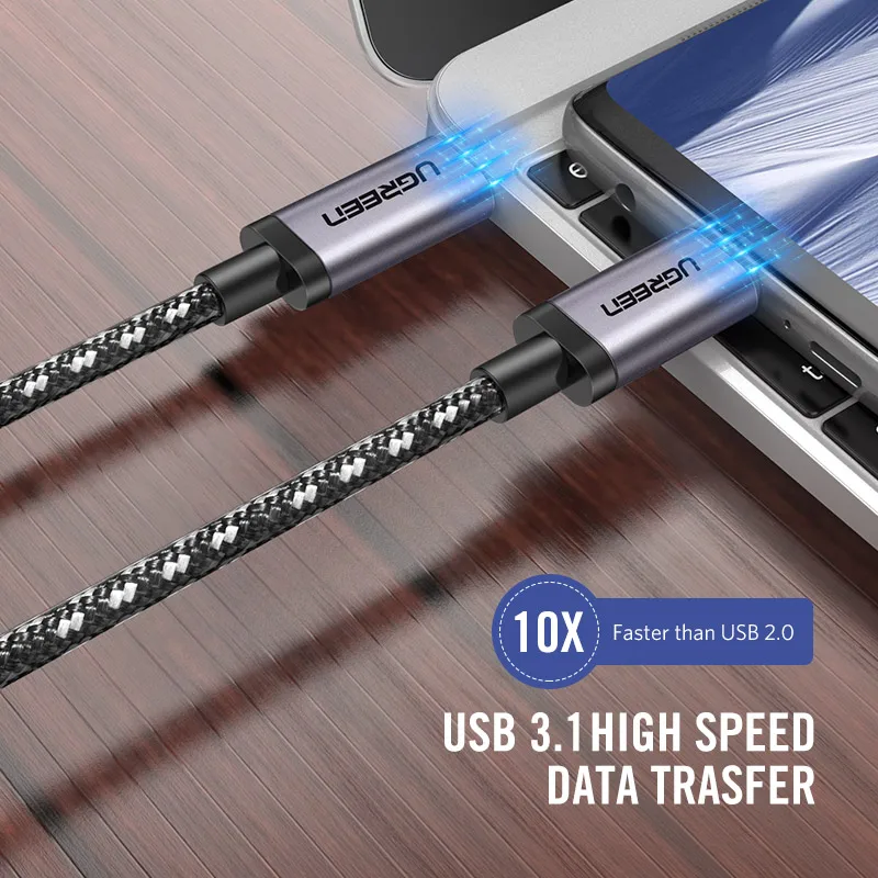 Tipo C 3.1 USB Ugreen USB C Macho a Tipo de Cable Macho 5X Cable Cargador rápido para Xiao 4C Nexus, Nexus 6 P, OnePlus 2, ZUK Z1, Nokia N1
