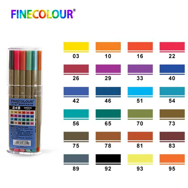 Finecolour красочные микро линии Posca Sharpie краски маркер ручка рисунок пигмент - Цвет: 24pcs B