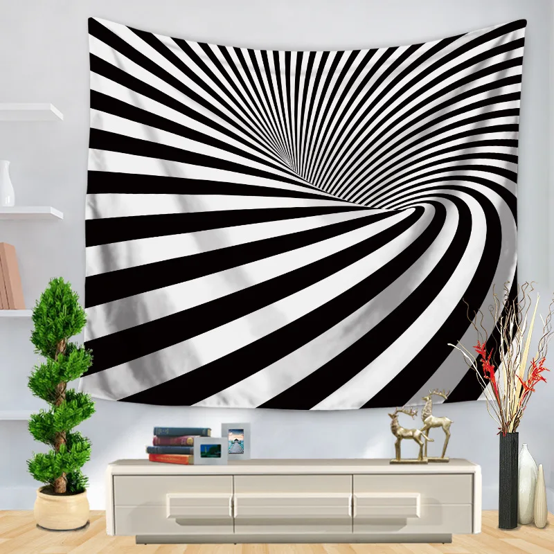 Stripe Abstract Fingerprint Vortex Print Tapestry Beach Blanket Bedspread Decorative Wall Cloth Tapestries Decoration For House | Дом и сад