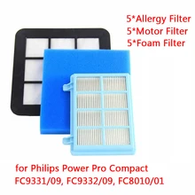 15 шт. моющийся двигатель пены фильтр комплект для Philips power Pro Compact FC9331/09FC9332/09 FC8010/01 Запчасти для пылесоса Замена