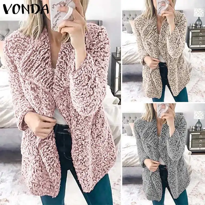 New  VODNA Women Coat Faux Fur Jackets 2019 Autumn Winter Long Sleeve Outwear Casual Solid Streetwear Fe