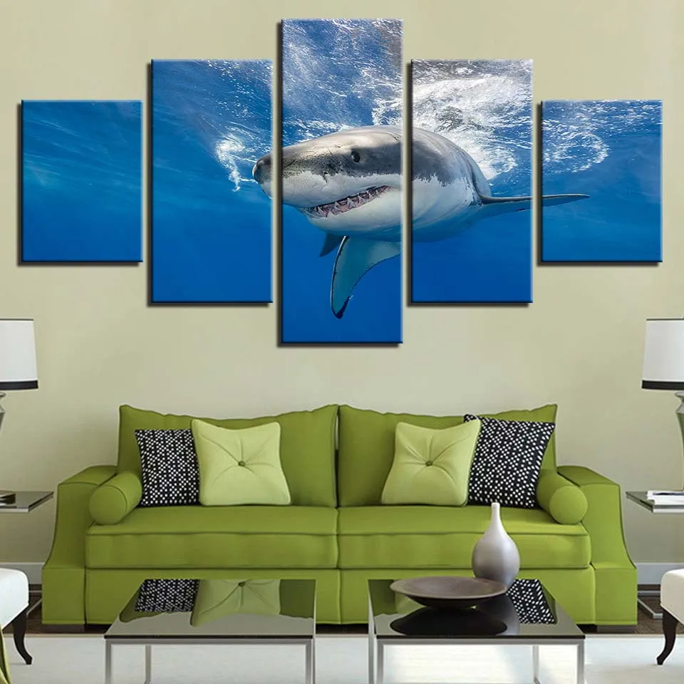 

Animal Print Sea Shark Bear Lion Canvas Paintings Poster Wall Print Canvas 5 Panel Home Decorations Living Room Abstract 300