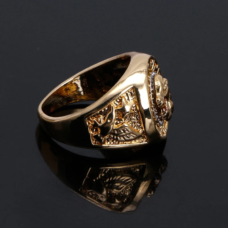 Special Classic Men's Punk Hip Hop Lion Head Golden Ring Luxury Jewelry With CZ Crystals