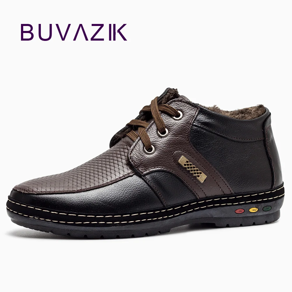 Acheter Hommes d hiver de bottes pour 2018 souple en cuir véritable neige bottes Étanche et snowproof et Non slip Plus cachemire chaussures chaudes