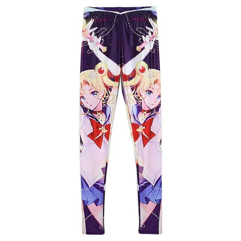 Sailor Moon Fighting Модные женские леггинсы для фитнеса с героями мультфильмов тонкие