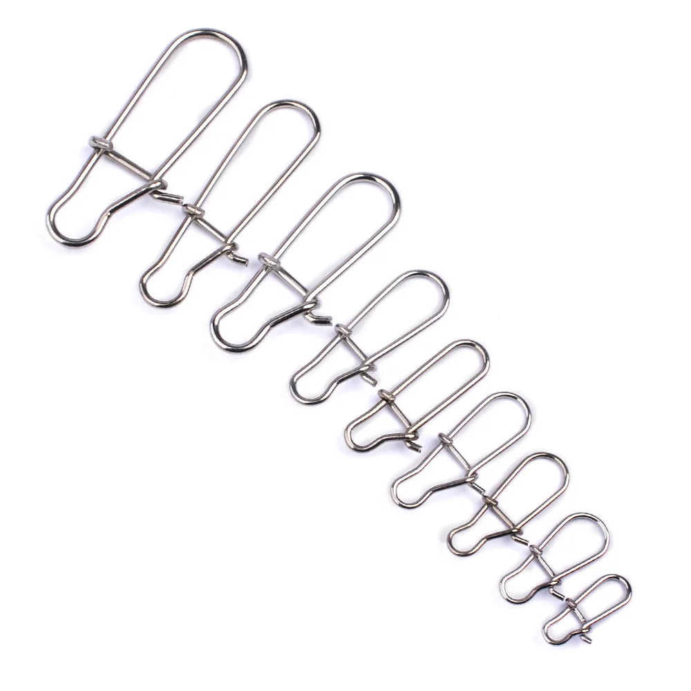 50pcs/bag Stainless Steel Fast Clip Lock Snap Swivel Solid Rings Safety Snaps fishing tools Connector pesca hook remover swivel