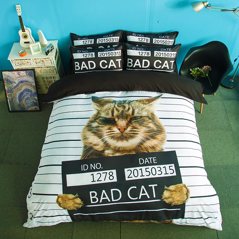 Новое мягкое и красивое стеганое одеяло с 3D милым животным принтом Bad Cat