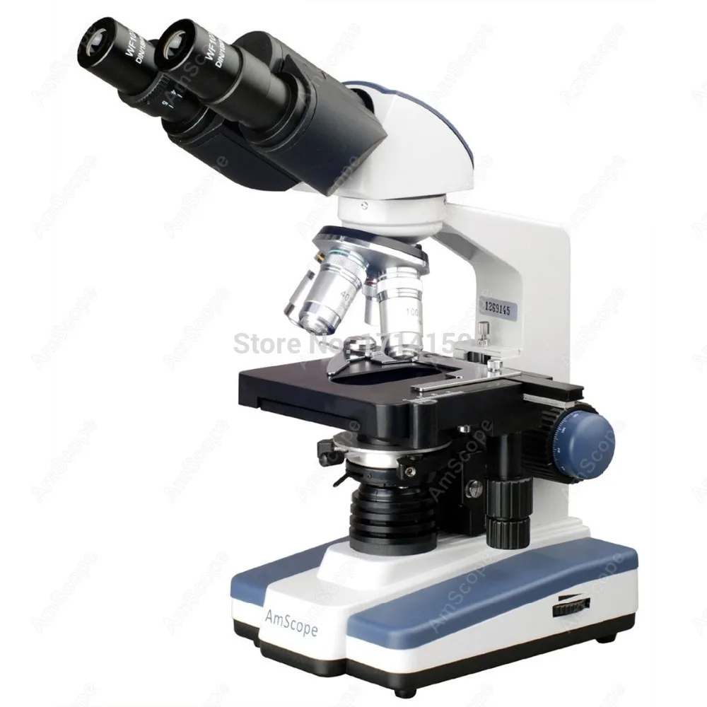 AmScope 40X 1000X LED Lab Binocular Compound Microscope w 3D Two Layer