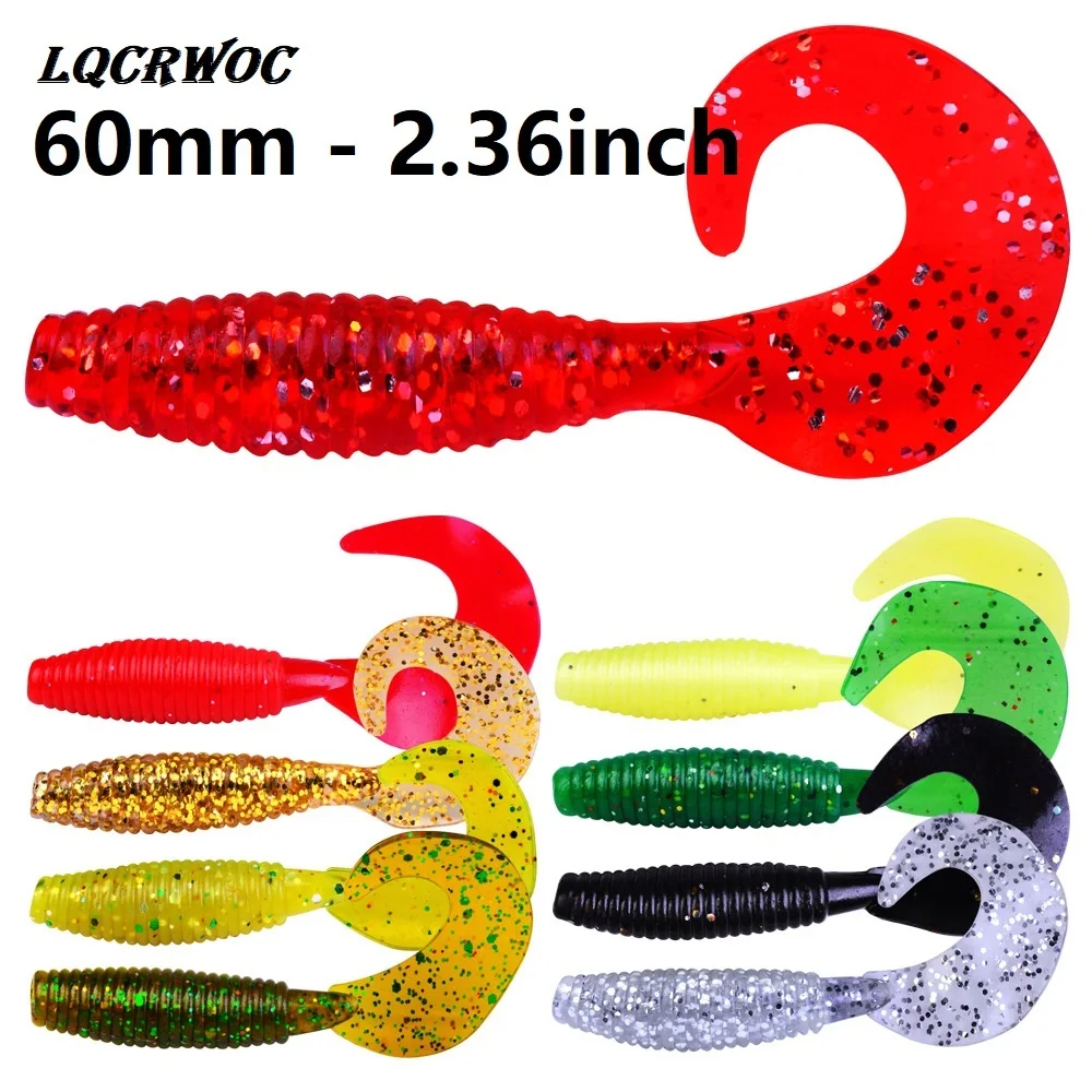 

Fishing Soft Lures 60mm 1.7g 10pcs Curly Tail Grub Artificial Soft Bait Predator Tackle Soft Fishing Lure Worm Wobbles lifelike