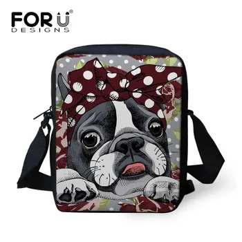 

FORUDESIGNS 2019 Small Women Messenger Bag Boston Terrier Kawaii Print Crossbody Handbag Ladies Shoulder Bag Designer Sac a Main
