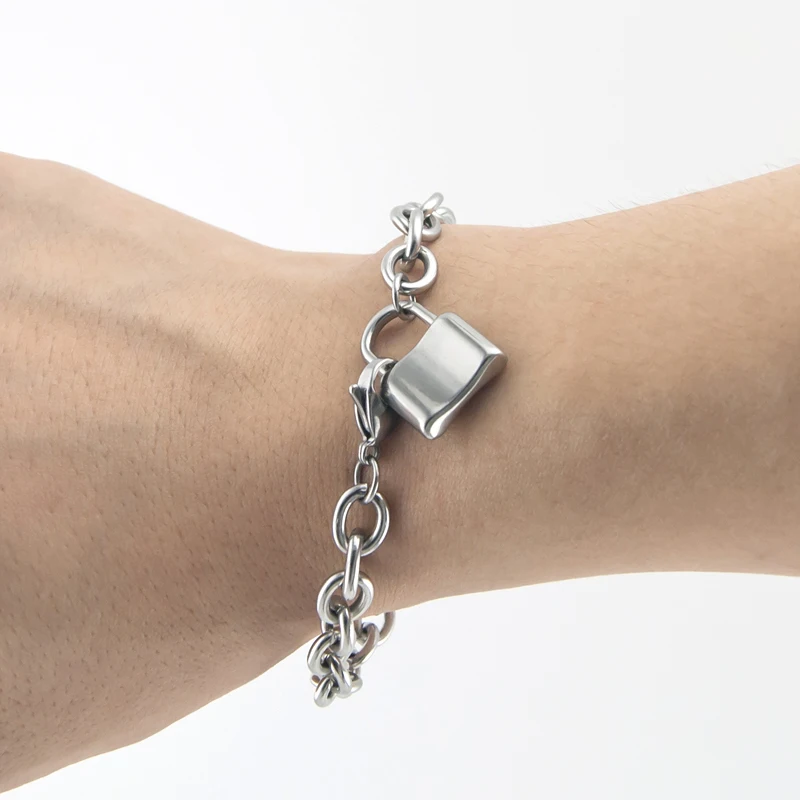Padlock Bracelet Stainless Steel Bracelet For Men Women Lock Charm