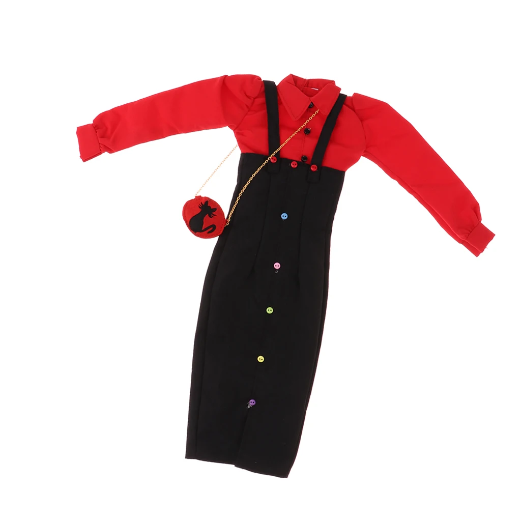 1/3 BJD Doll Clothes Outfit Shirt Suspender Long Pants Overalls with Mini Bag for Girl Gift