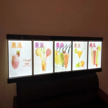 

LED Illuminated Acrylic Cafe Menu Boards 5units/column Backlit Restaurant Light box