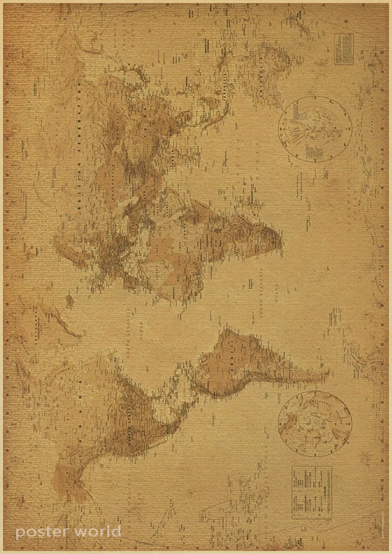 Винтажная карта мира украшение дома детальный античный плакат ретро тканевый плакат Глобус старый мир морская карта подарки
