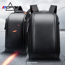 BOPAI Shell Shape Business Men s Office Work Backpack USB Charge Cool Male Leather Daypack Backpack