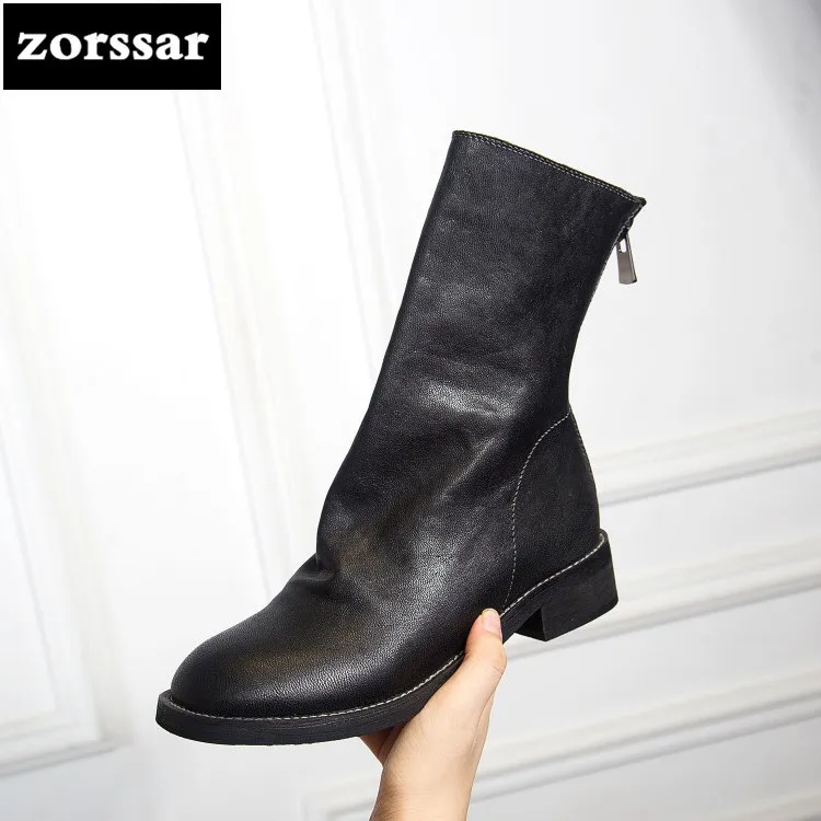 Gre SchwarzWei 2018 Winterreitschuhe Damen Stiefeletten Mujer Leder Gro Echtes {zorssar} Botas Invierno e High 43 Heel Zapatos nPNkX08wOZ