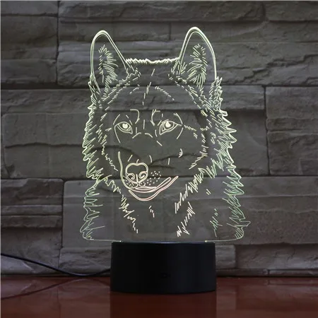 Голова Волка 3D животное моделирование настольная лампа светодиодный USB креативный детский ночник крепление прикроватных светильников Декор для спальни подарки для детей