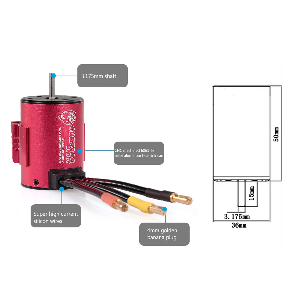 3650 3900KV бесщеточный мотор с радиатором и 60A ESC BEC комбо набор Водонепроницаемый для