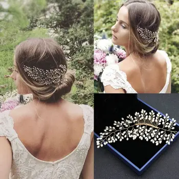 

Bride Pearl Crystal Headpiece wedding accessories accessoires mariage fascinators for weddings wedding comb peigne mariage