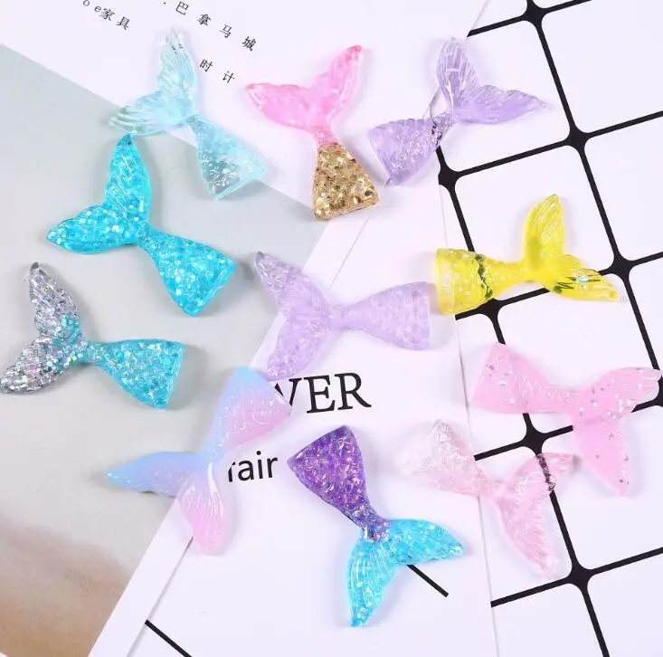 

kawaii resin mermaid tail DIY flatback resin cabochons accessories 11 color choose
