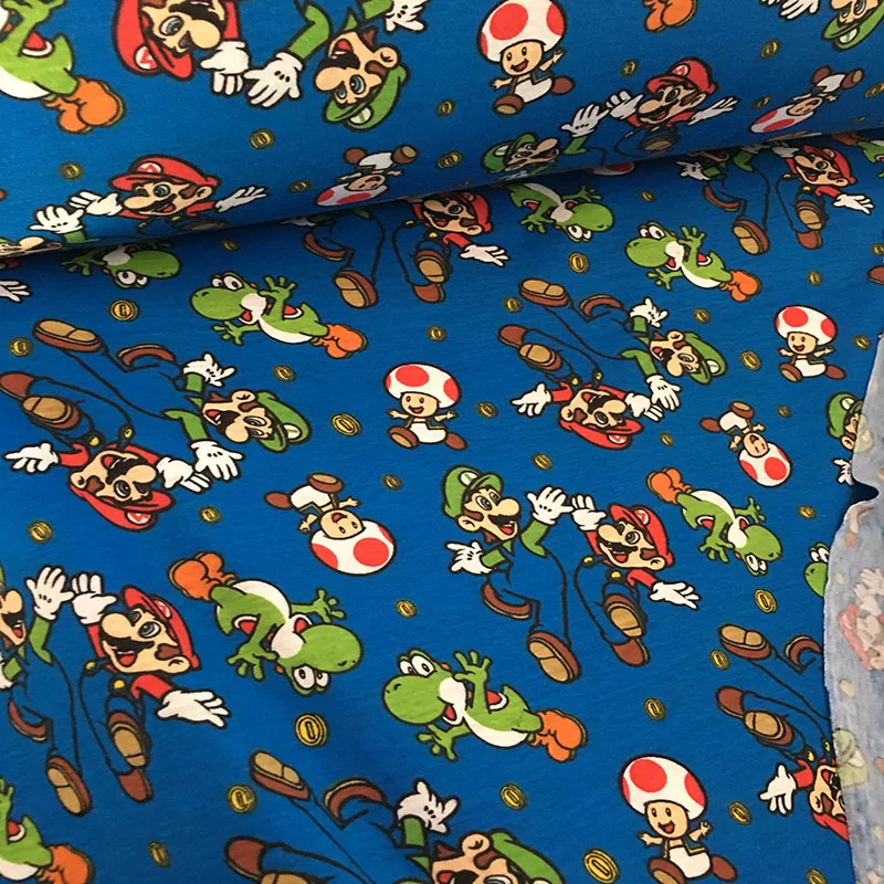 Good Jersey Cotton Knit Fabric Cartoon Super Mario Print Fabric